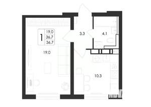 1-к квартира, вторичка, 37м2, 1/17 этаж