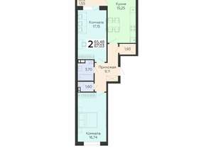 2-к квартира, вторичка, 67м2, 14/16 этаж