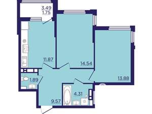 2-к квартира, вторичка, 58м2, 10/18 этаж