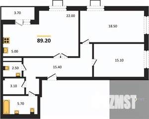 2-к квартира, вторичка, 89м2, 12/19 этаж
