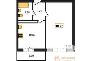 1-к квартира, вторичка, 38м2, 3/17 этаж