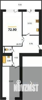 2-к квартира, вторичка, 73м2, 15/16 этаж