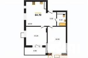 2-к квартира, строящийся дом, 65м2, 5/15 этаж