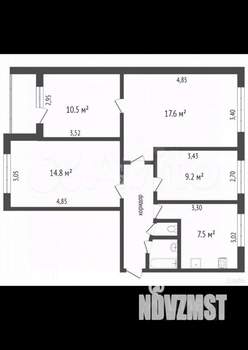 4-к квартира, вторичка, 69м2, 2/9 этаж