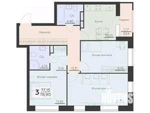 3-к квартира, вторичка, 79м2, 3/14 этаж