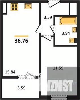 1-к квартира, вторичка, 37м2, 5/18 этаж