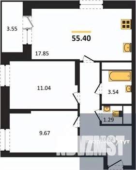 2-к квартира, вторичка, 55м2, 14/25 этаж