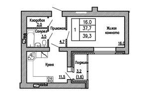 1-к квартира, строящийся дом, 39м2, 12/17 этаж