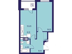 1-к квартира, вторичка, 48м2, 10/18 этаж
