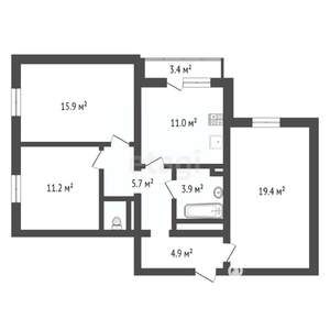 3-к квартира, вторичка, 73м2, 2/17 этаж