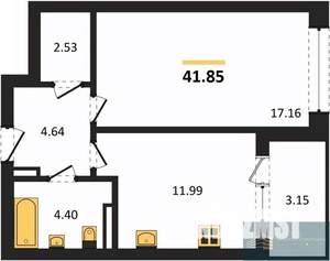 1-к квартира, вторичка, 42м2, 6/24 этаж