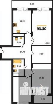 3-к квартира, вторичка, 93м2, 3/25 этаж