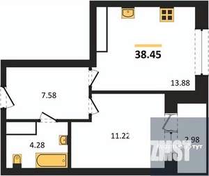 1-к квартира, вторичка, 38м2, 24/25 этаж