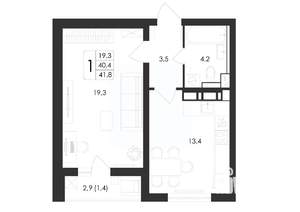 1-к квартира, вторичка, 42м2, 13/17 этаж