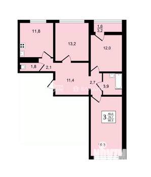 3-к квартира, вторичка, 80м2, 17/21 этаж