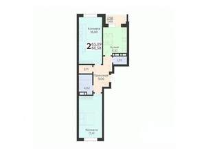 2-к квартира, вторичка, 67м2, 4/18 этаж