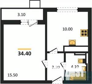 1-к квартира, вторичка, 34м2, 18/19 этаж