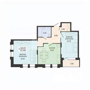 2-к квартира, вторичка, 66м2, 2/21 этаж