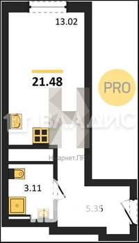 Студия квартира, строящийся дом, 21м2, 10/27 этаж
