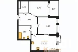 2-к квартира, сданный дом, 55м2, 6/21 этаж