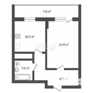 1-к квартира, вторичка, 43м2, 13/17 этаж
