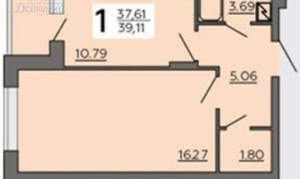 1-к квартира, вторичка, 39м2, 15/18 этаж