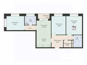4-к квартира, вторичка, 87м2, 14/24 этаж