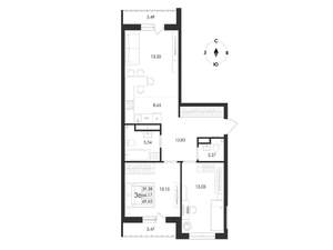 3-к квартира, вторичка, 70м2, 9/17 этаж