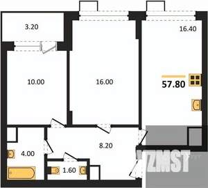 2-к квартира, вторичка, 58м2, 6/13 этаж