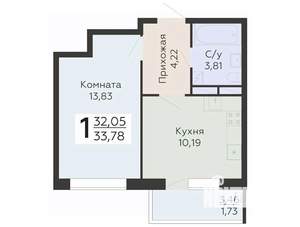 1-к квартира, вторичка, 34м2, 19/20 этаж