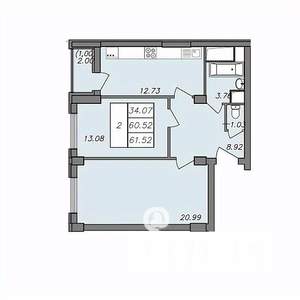 2-к квартира, вторичка, 61м2, 9/13 этаж