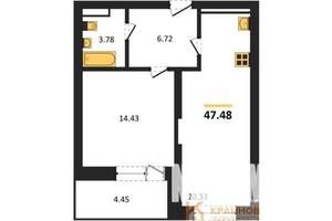 1-к квартира, вторичка, 47м2, 14/28 этаж