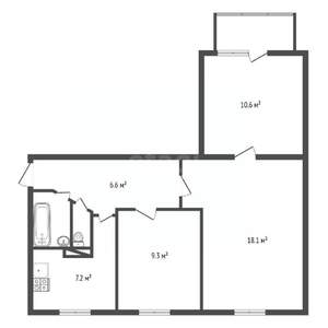 3-к квартира, вторичка, 55м2, 1/9 этаж