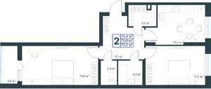 2-к квартира, строящийся дом, 73м2, 2/25 этаж