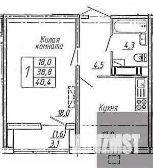 1-к квартира, вторичка, 40м2, 7/19 этаж