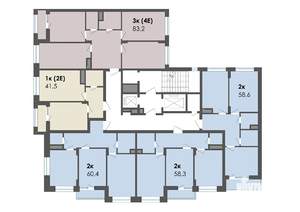 2-к квартира, строящийся дом, 60м2, 9/13 этаж