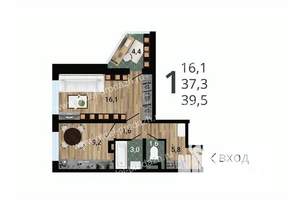1-к квартира, строящийся дом, 40м2, 15/15 этаж