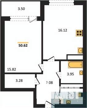 1-к квартира, вторичка, 51м2, 19/23 этаж