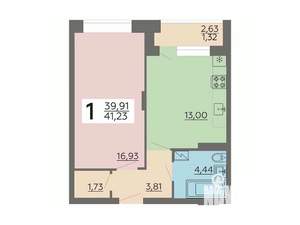 1-к квартира, вторичка, 41м2, 14/22 этаж