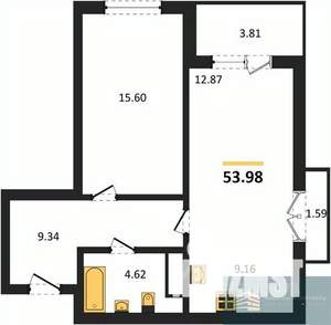 1-к квартира, вторичка, 54м2, 11/18 этаж