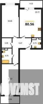 2-к квартира, вторичка, 84м2, 2/22 этаж