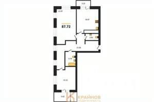 2-к квартира, вторичка, 88м2, 6/9 этаж