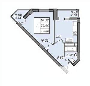 1-к квартира, вторичка, 36м2, 2/13 этаж