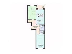 2-к квартира, вторичка, 67м2, 4/18 этаж