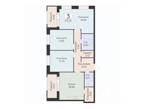 3-к квартира, строящийся дом, 90м2, 2/10 этаж