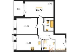 2-к квартира, сданный дом, 62м2, 5/21 этаж
