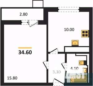 1-к квартира, вторичка, 35м2, 10/19 этаж