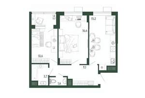 2-к квартира, строящийся дом, 58м2, 8/13 этаж