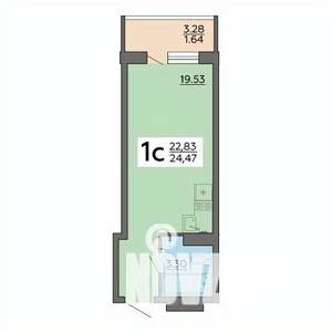 1-к квартира, строящийся дом, 24м2, 15/18 этаж