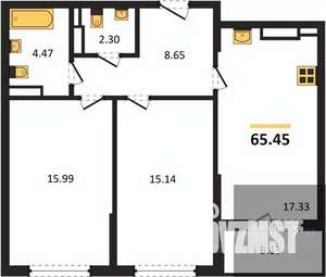 2-к квартира, вторичка, 66м2, 21/22 этаж